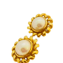 Load image into Gallery viewer, Vtg CHRISTIAN DIOR gold pearl earrings designer runway
