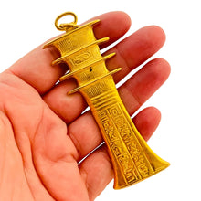Load image into Gallery viewer, Vtg MMA 1976 gold designer runway pendant necklace
