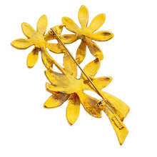 Load image into Gallery viewer, Vtg NAPIER gold rhinestone flower designer runway brooch
