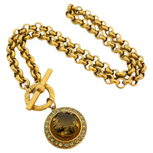 Load image into Gallery viewer, Vtg PAPESCO gold glass pendant chain necklace designer runway
