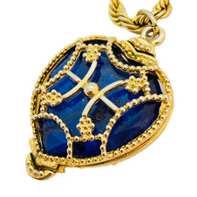 Load image into Gallery viewer, Vtg PARK LANE gold sapphire heart necklace designer runway
