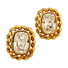 Load image into Gallery viewer, Vtg SAL SWAROVSKI gold crystal earrings designer runway
