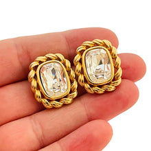 Load image into Gallery viewer, Vtg SAL SWAROVSKI gold crystal earrings designer runway
