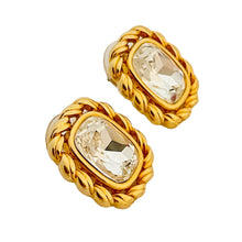 Load image into Gallery viewer, Vtg SAL SWAROVSKI gold crystal earrings designer runway
