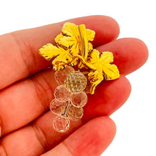 Load image into Gallery viewer, Vtg SWAROVSKI gold crystal grapes designer runway brooch
