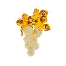 Load image into Gallery viewer, Vtg SWAROVSKI gold crystal grapes designer runway brooch
