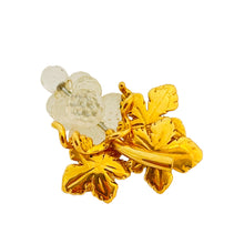 Load image into Gallery viewer, Vtg SWAROVSKI gold crystal grapes designer runway brooch
