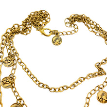 Load image into Gallery viewer, Vtg gold coin charm chain necklace designer runway
