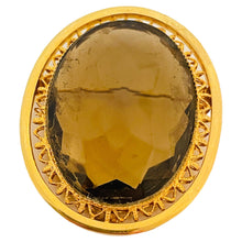 Load image into Gallery viewer, Vtg gold faceted glass designer runway brooch
