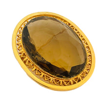 Load image into Gallery viewer, Vtg gold faceted glass designer runway brooch
