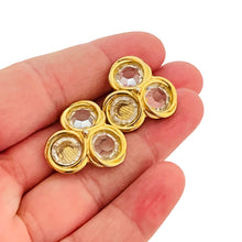Load image into Gallery viewer, Vtg gold glass designer runway clip on earrings
