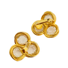 Load image into Gallery viewer, Vtg gold glass designer runway clip on earrings
