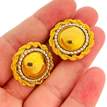 Load image into Gallery viewer, Vtg gold silver designer runway clip on earrings
