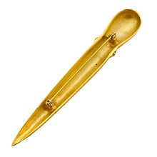 Load image into Gallery viewer, Vtg matte gold Etruscan bar designer runway brooch
