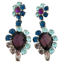 Load image into Gallery viewer, Vtg silver tone rhinestone dangle earrings designer runway
