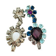 Load image into Gallery viewer, Vtg silver tone rhinestone dangle earrings designer runway
