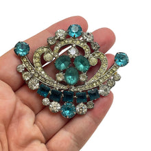Load image into Gallery viewer, WEISS CO NY silver tone rhinestone designer brooch
