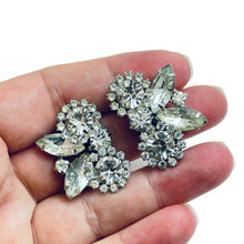 Load image into Gallery viewer, WEISS signed vintage silver tone rhinestone designer earrings
