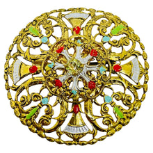 Load image into Gallery viewer, WESTERN GERMANY signed gold tone enamel designer brooch
