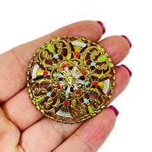 Load image into Gallery viewer, WESTERN GERMANY signed gold tone enamel designer brooch
