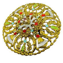 Load image into Gallery viewer, WESTERN GERMANY signed gold tone enamel designer brooch
