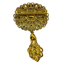 Load image into Gallery viewer, WESTERN GERMANY signed vintage gold tone glass opal dangle designer brooch
