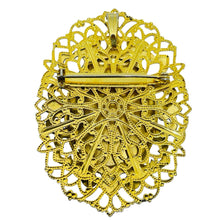 Load image into Gallery viewer, WESTERN GERMANY vintage gold tone resin cameo designer brooch pendant
