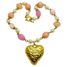 Load image into Gallery viewer, YOSCA signed gold heart pendan designer runway necklace
