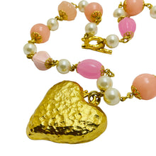 Load image into Gallery viewer, YOSCA signed gold heart pendan designer runway necklace
