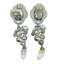 Load image into Gallery viewer, YOSCA signed vintage silver turquoise grapes designer 80's clip on earrings
