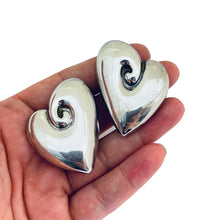 Load image into Gallery viewer, Sterling silver vintage puffy heart earrings
