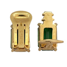 Load image into Gallery viewer, Vintage CHRISTIAN DIOR gold emerald green crystal runway earrings
