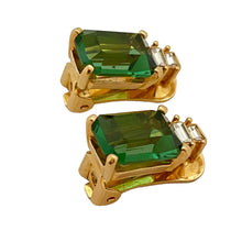 Load image into Gallery viewer, Vintage CHRISTIAN DIOR gold emerald green crystal runway earrings
