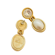 Load image into Gallery viewer, Vintage SAL SWAROVSKI gold crystal pearl designer runway earrings
