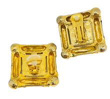 Load image into Gallery viewer, Vintage huge gold pearl enamel designer runway clip on earrings
