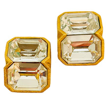 Load image into Gallery viewer, Vintage KENNETH LANE gold glass designer runway clip on earrings
