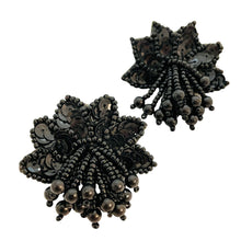 Load image into Gallery viewer, Vintage black seed beads artisan hand made earrings
