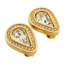 Load image into Gallery viewer, Vintage SWAROVSKI gold crystal designer runway clip on earrings
