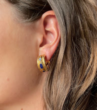 Load image into Gallery viewer, Vintage enamel Etruscan hoop earrings
