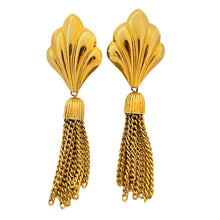 Load image into Gallery viewer, Vintage gold dangle multi chain designer runway earrings
