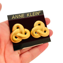 Load image into Gallery viewer, Vintage ANNE KLEIN matte gold designer runway clip on earrings
