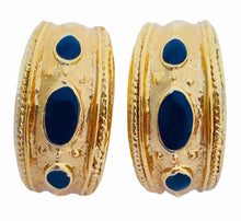 Load image into Gallery viewer, Vintage enamel Etruscan hoop earrings
