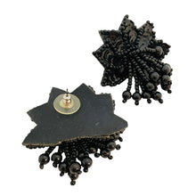 Load image into Gallery viewer, Vintage black seed beads artisan hand made earrings
