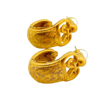 Load image into Gallery viewer, Vintage matte gold Etruscan style designer runway earrings
