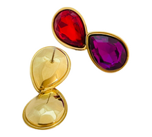 Load image into Gallery viewer, Vintage gold purple red rhinestone earrings
