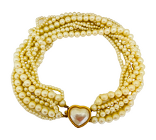 Load image into Gallery viewer, Vintage CAROLEE gold pearl heart multi strand necklace
