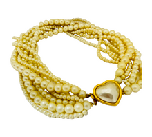 Load image into Gallery viewer, Vintage CAROLEE gold pearl heart multi strand necklace
