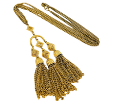 Load image into Gallery viewer, Vintage gold multi chain dangle tassel necklace
