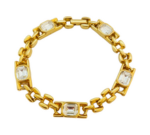 Load image into Gallery viewer, Vintage gold link chain clear glass bracelet
