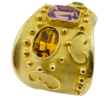 Load image into Gallery viewer, Vintage MARESCO signed gold Etruscan glass stones cuff bracelet
